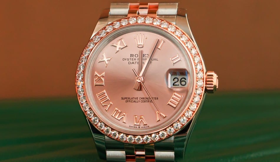 Rolex Lady-Datejust 28 Oystersteel, Everose gold and diamonds