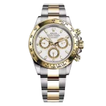 ساعة رولكس دايتونا ثنائية اللون بمينا بيضاء