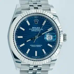 Rolex Datejust 41mm Blue Motif Dial Fluted Jub