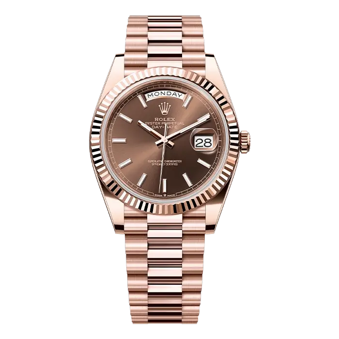 ساعة رولكس داي ديت روز جولد شوكولاتة إندكس