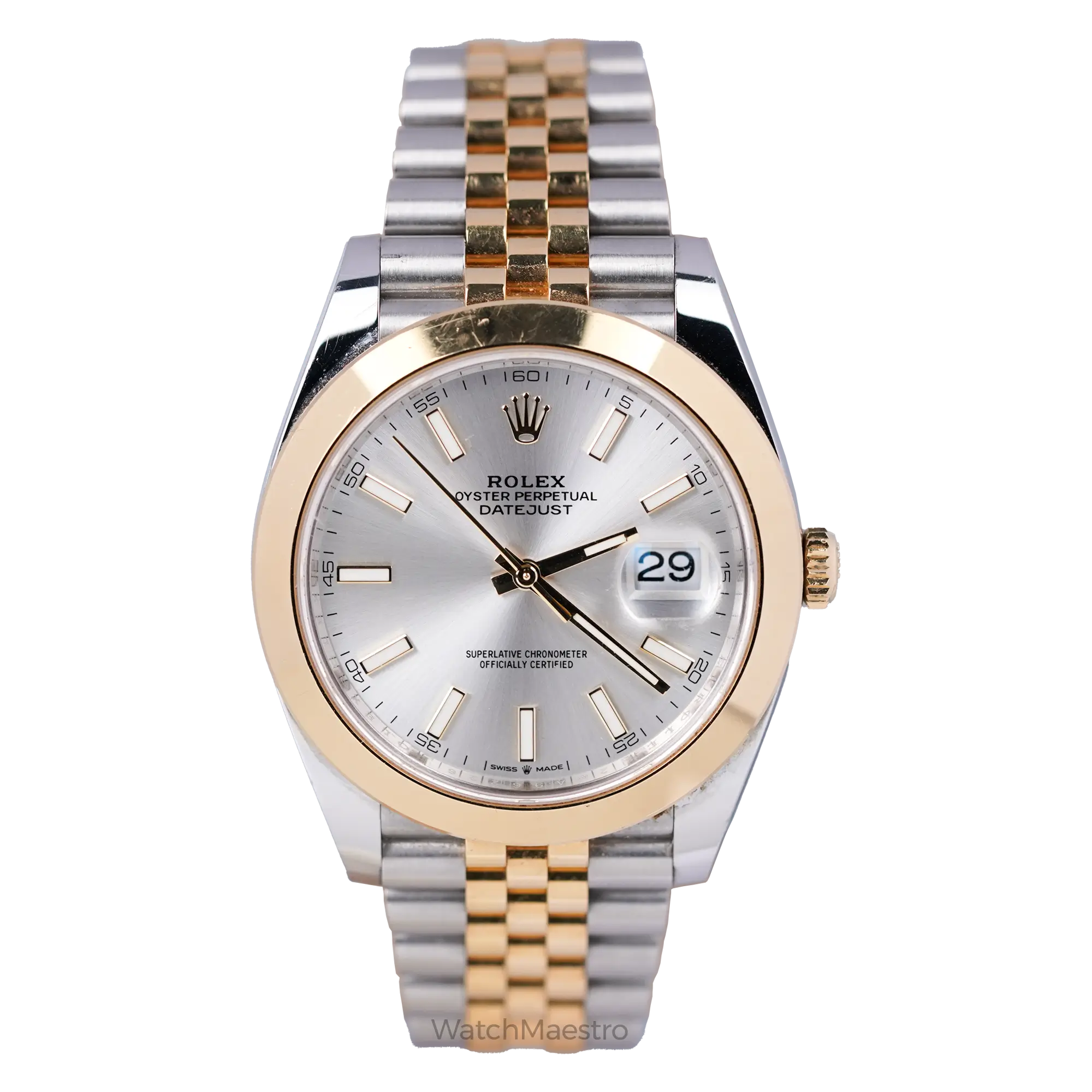 Datejust 41 Silver Dial Two Tone Jubilee bracelet & Yellow Gold Smooth Bezel