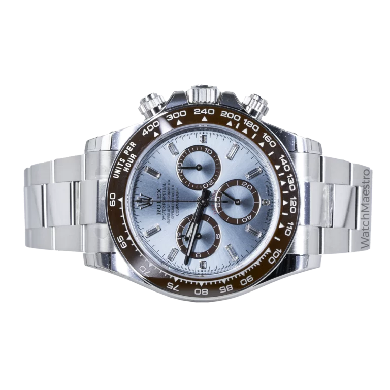 Rolex Daytona Ice Blue Platinum 126506 open case backl