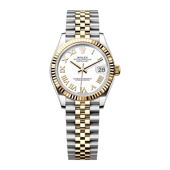 Rolex Datejust 31 Yellow Gold White Roman
