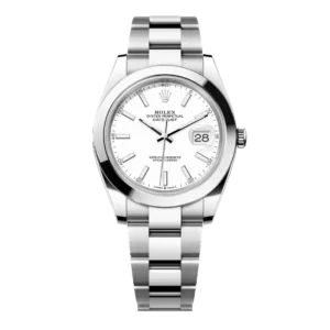 Rolex Datejust 41 White Index Oyster Smooth Product Background Removed
