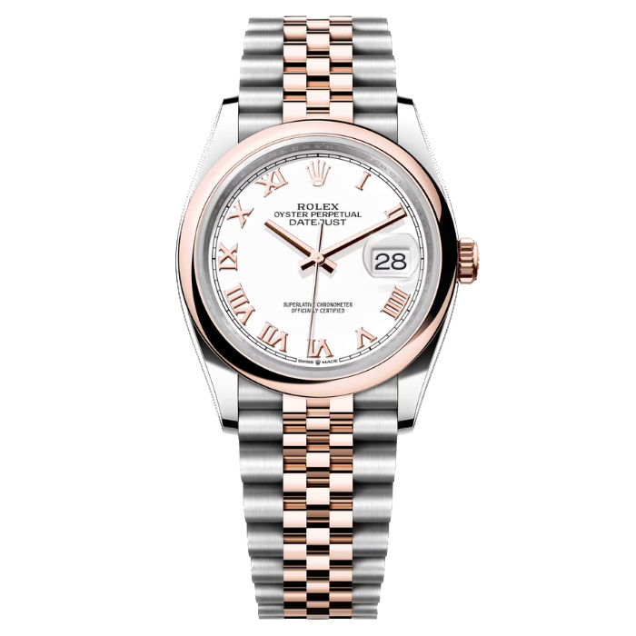 Rolex Datejust 36 Everose Smooth Bezel White Roman Product 1
