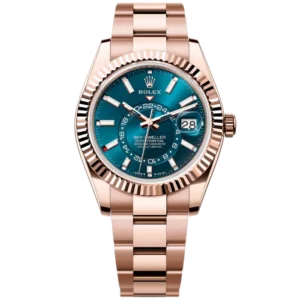 ساعة رولكس سكاي دويلر باللون الأزرق والذهب الوردي