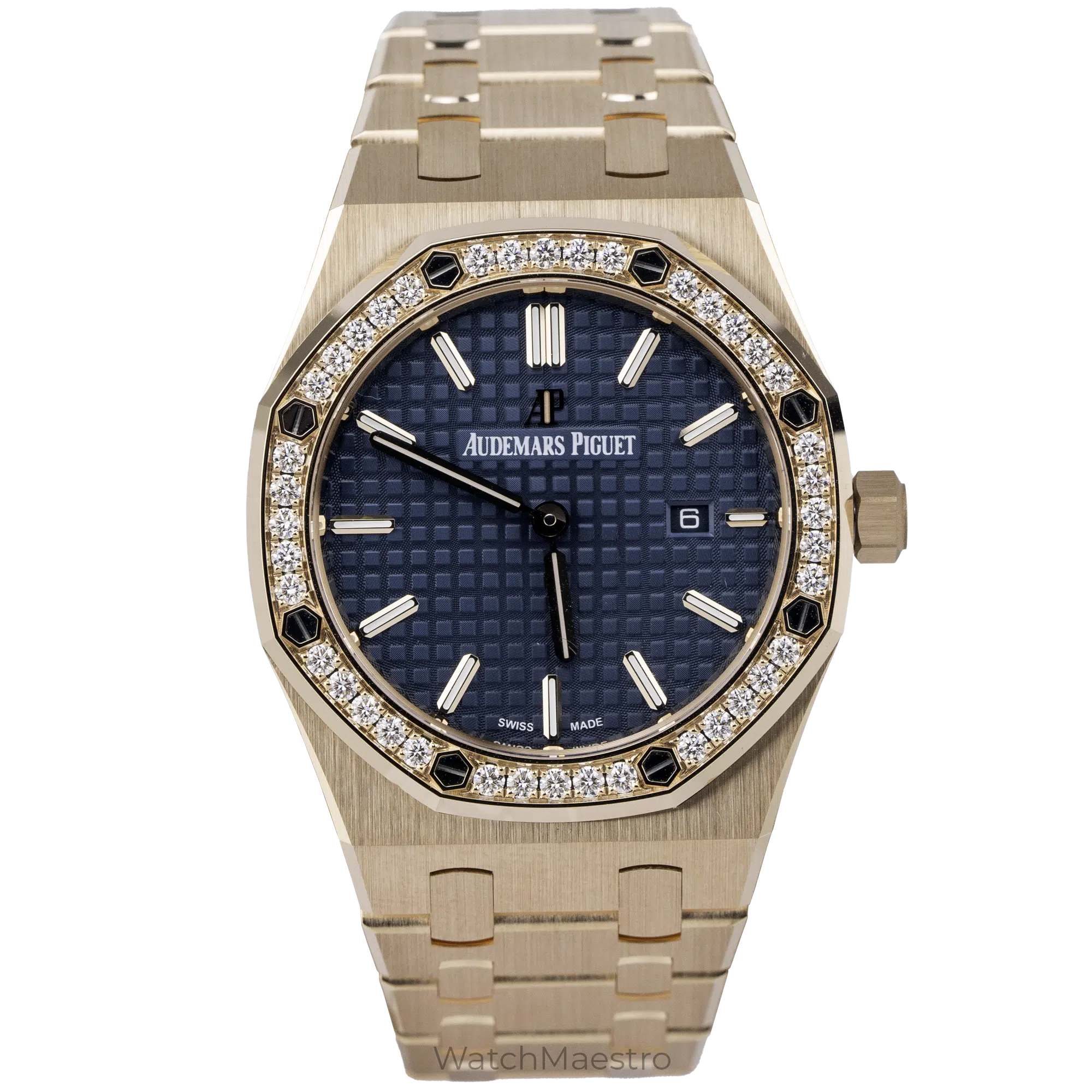 AP Royal Oak Rose Gold Blue Dial Diamond Bezel (1)