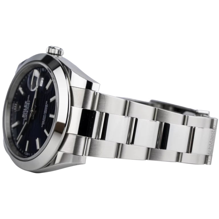 ساعة رولكس ديت جست 41 ذات الإطار الأملس باللون الأزرق أويستر (3)