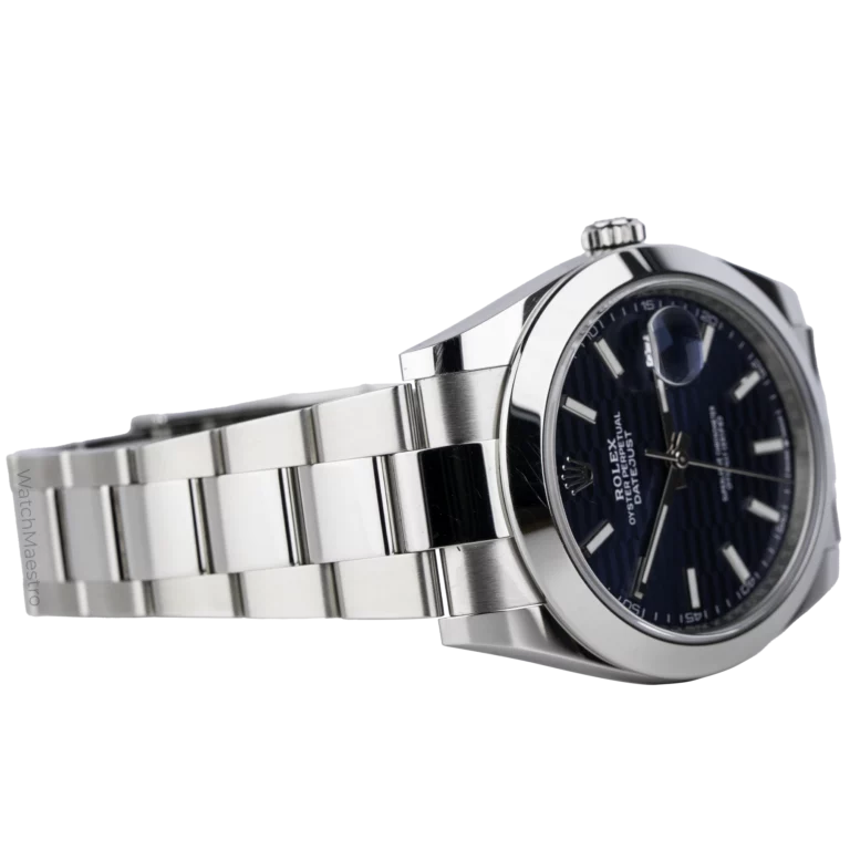 ساعة رولكس ديت جست 41 ذات الإطار الأملس باللون الأزرق أويستر (4)