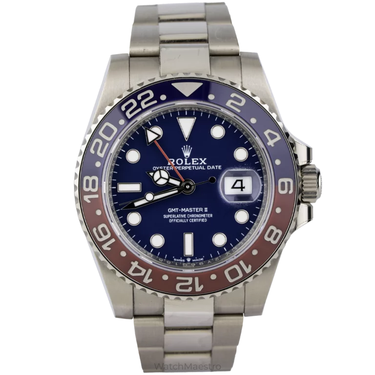 ساعة رولكس جي ام تي ماستر II من الذهب الأبيض ومينا زرقاء (1)