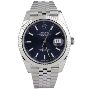 ساعة رولكس ديت جست 41 زرقاء مزخرفة مستعملة (1)