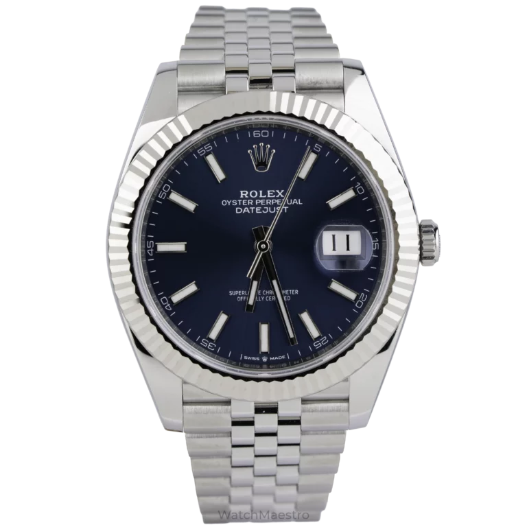 ساعة رولكس ديت جست 41 زرقاء مزخرفة مستعملة (1)