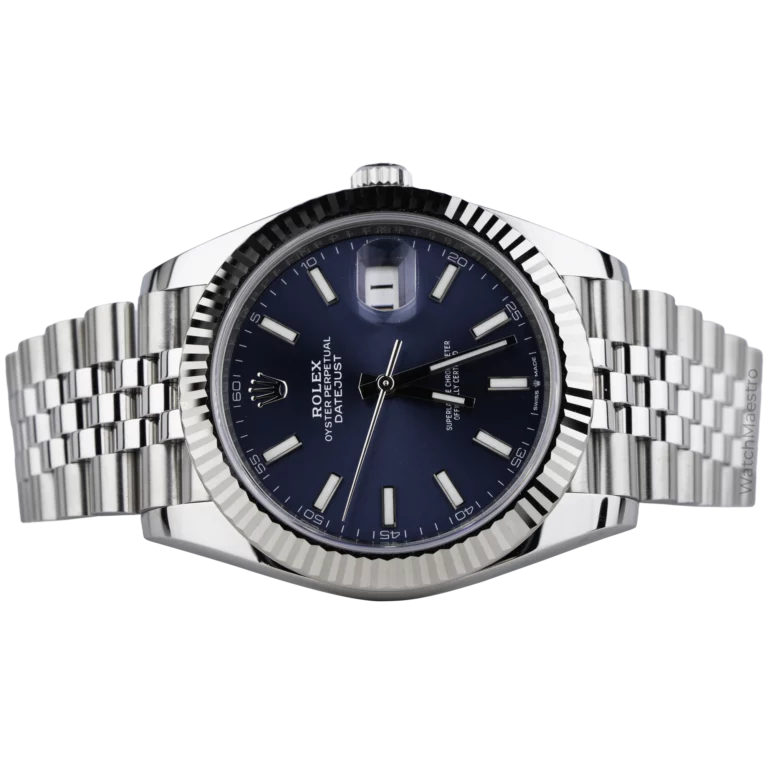 ساعة رولكس ديت جست 41 زرقاء مزخرفة مستعملة (2)