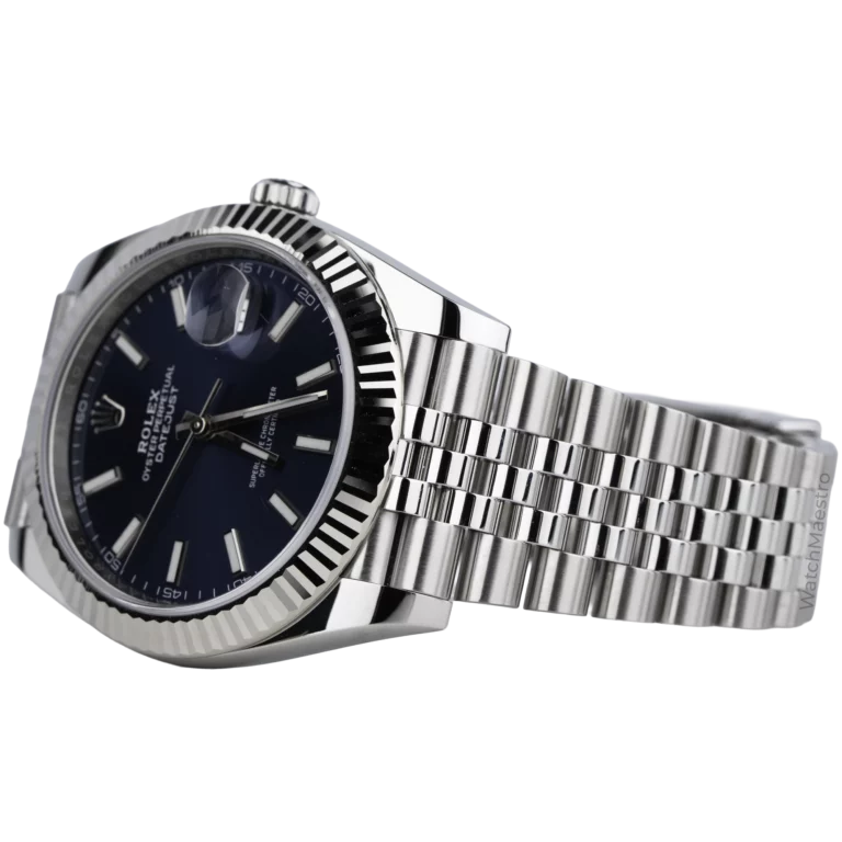 ساعة رولكس ديت جست 41 زرقاء مزخرفة مستعملة (3)