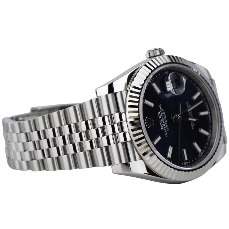 ساعة رولكس ديت جست 41 زرقاء مزخرفة مستعملة (4)